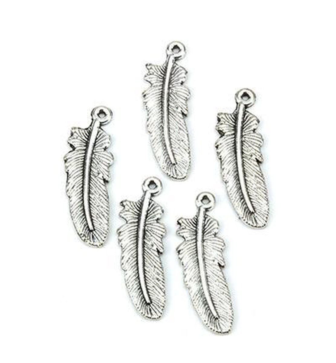 12419-1911 Metal Charms. Feathers. Platinum