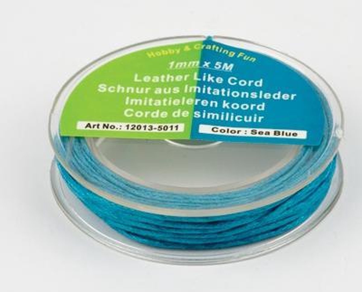 Imitatieleren Koord Aqua 1mm x 5meter