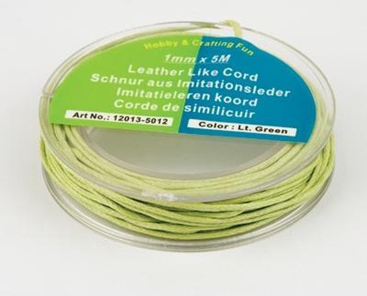 Imitatieleren Koord Licht Groen 1mm x 5meter