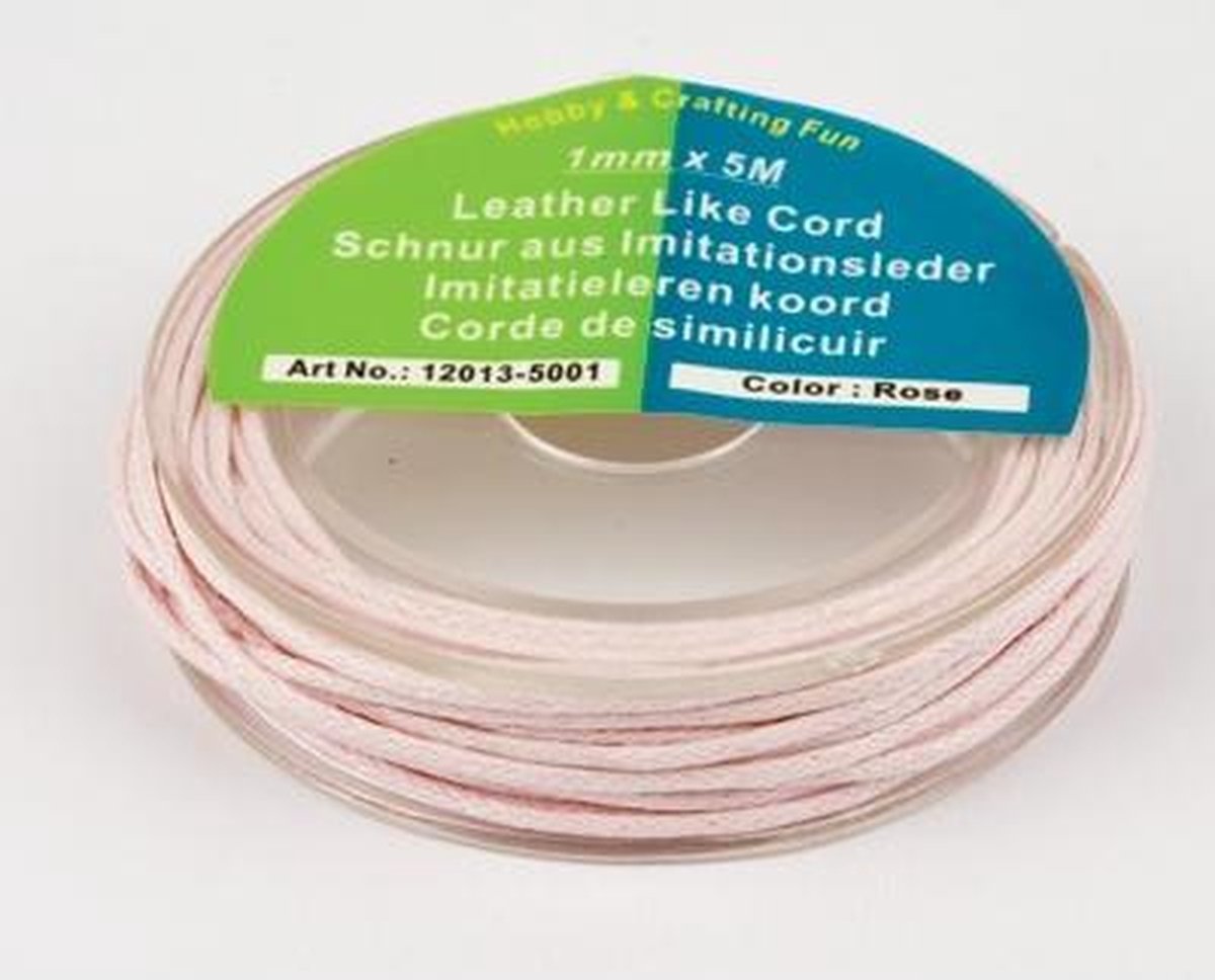 Imitatielerenkoord Licht Roze 1mm x 5meter