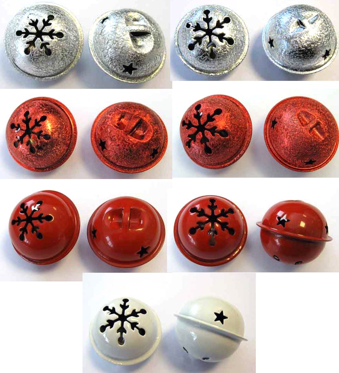 Kerst Bellen - 28 Stuks - Wit, Rood, Zilver,  Satijn Rood en Zilver - 35 en 40mm