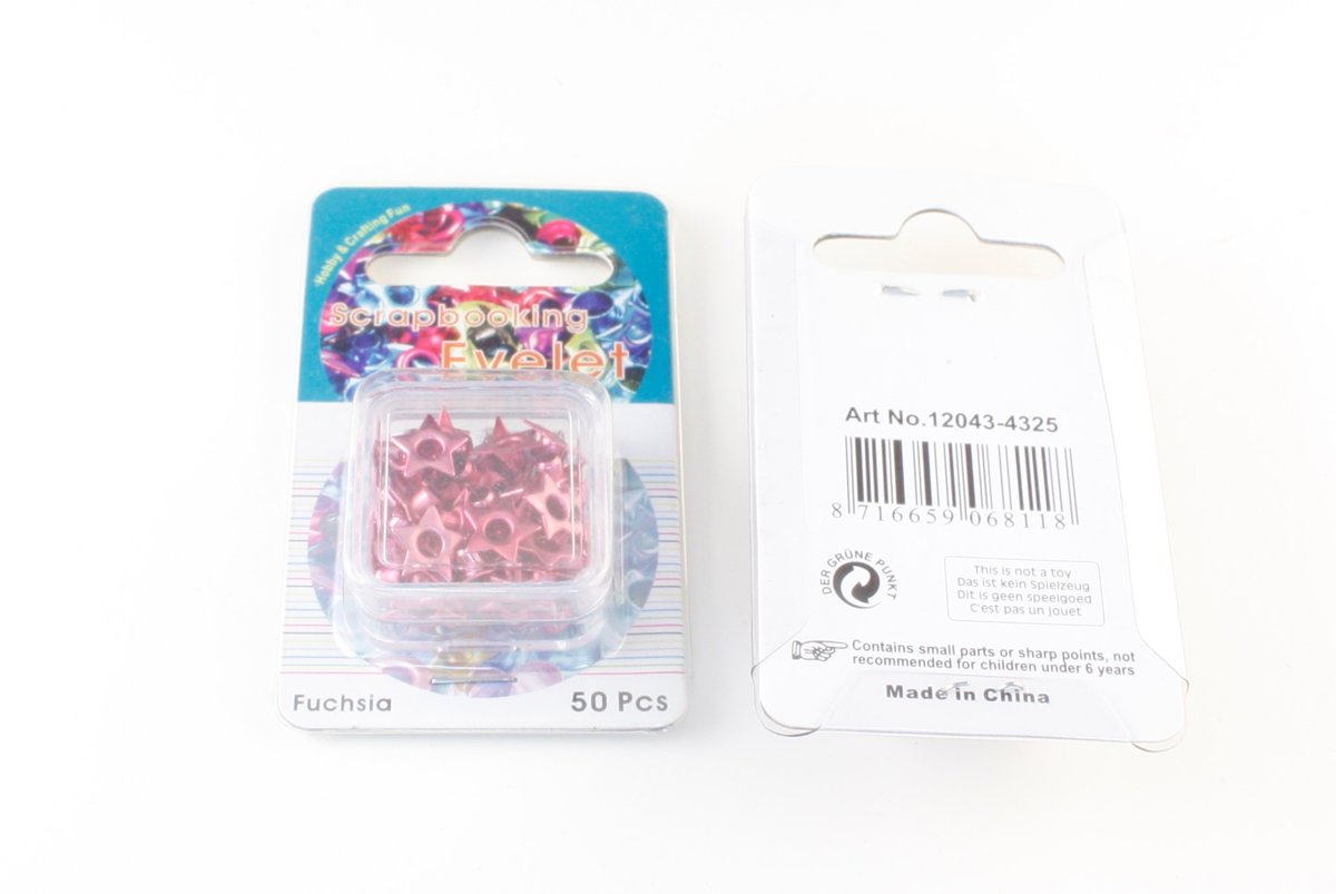 Scrapbooking Eyelet Ster  8mm 50 stuks Roze