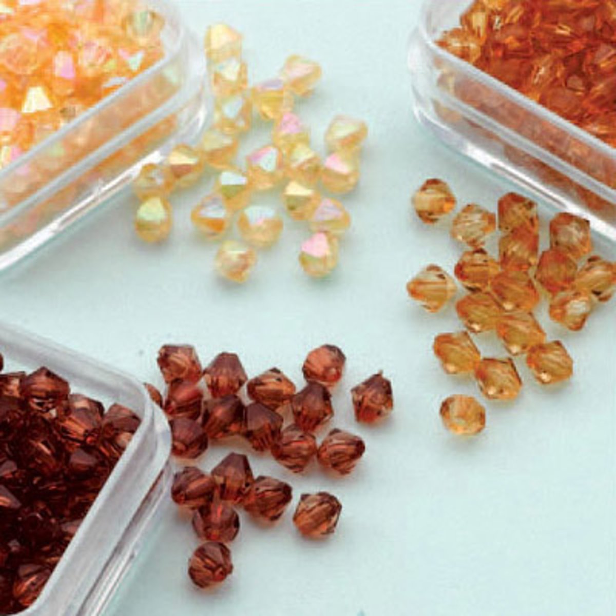 Ø4mm Diamond Shape - 4 grs x 6 doosjes - Donkerbruin - Lichtbruin - Zalm