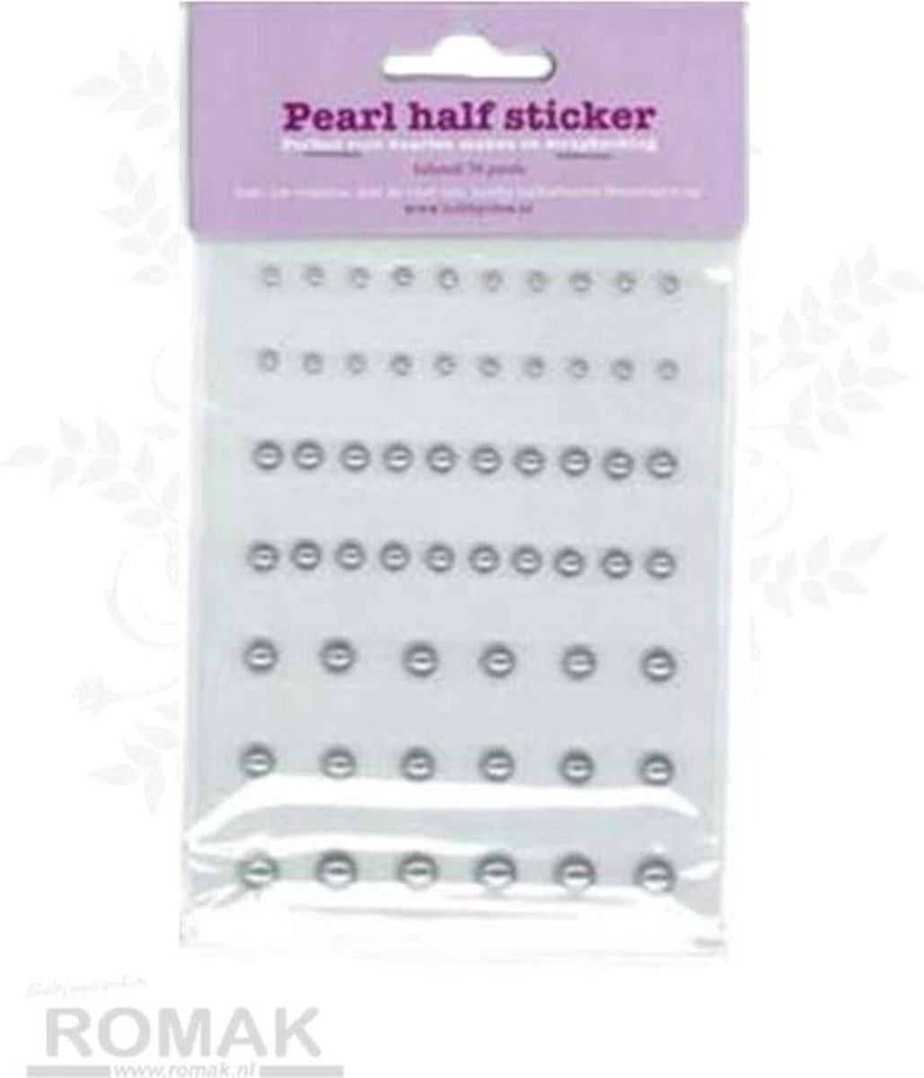 Hobby idee pearl half sticker zilver 50 stuks