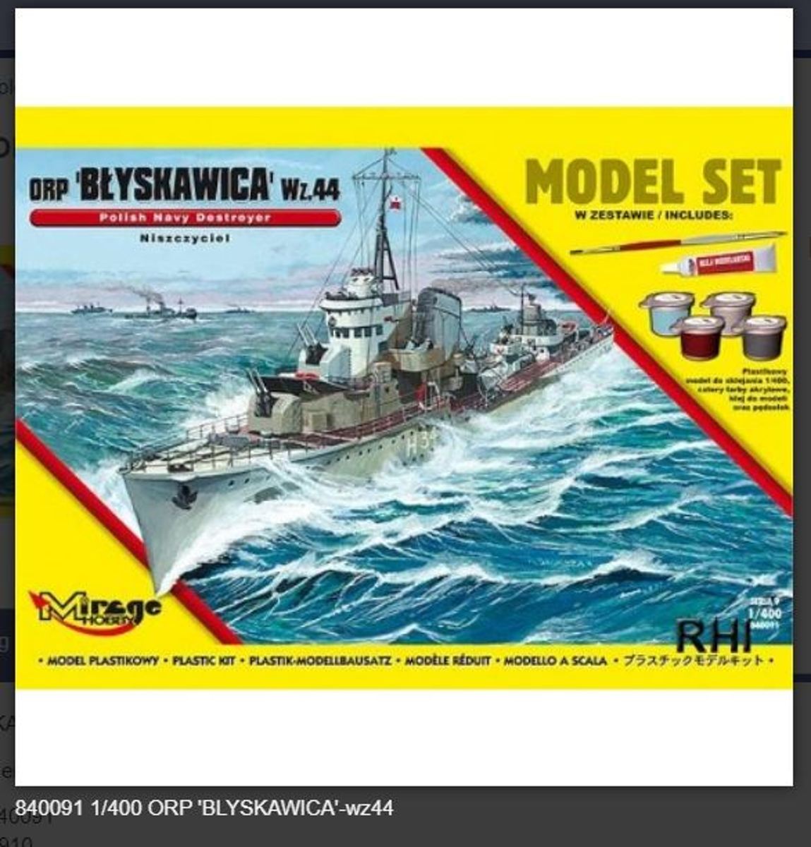 Bouwpakket Mirage-Hobby 840091 MODEL SET- ORP BŁYSKAWICA wz.44 (Polski Niszczyciel II WŚ)