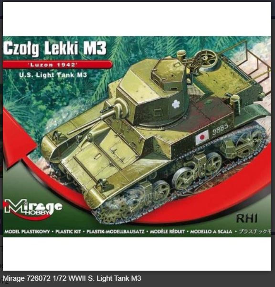 Mirage-Hobby 726072 U.S. Light Tank M3 Luzon 1942