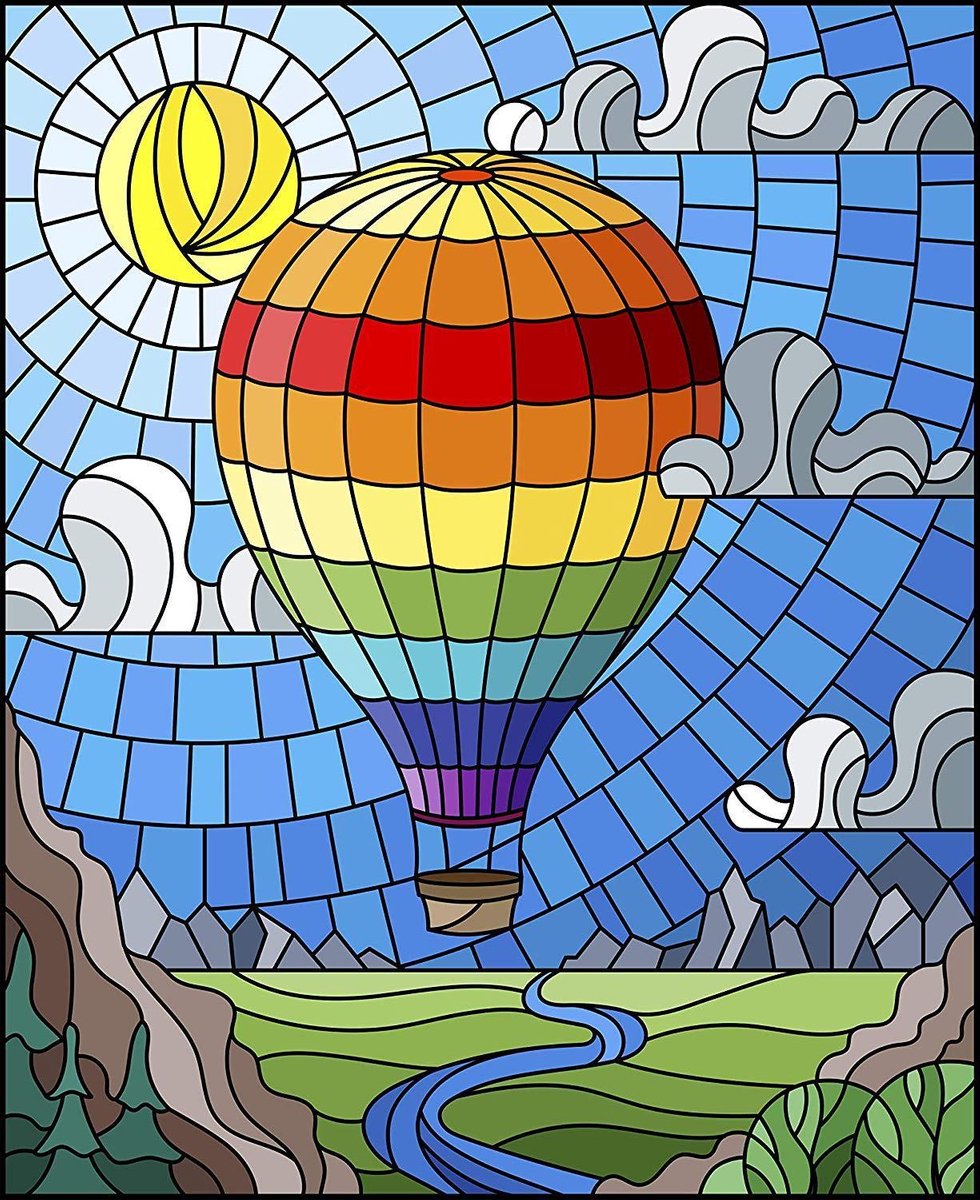 Diamond Painting Luchtballon 2 - 35x45cm - Vierkante Steentjes - High Quality - Diamant Schilderen - Diamond Painting Pakket - Pixelhobby