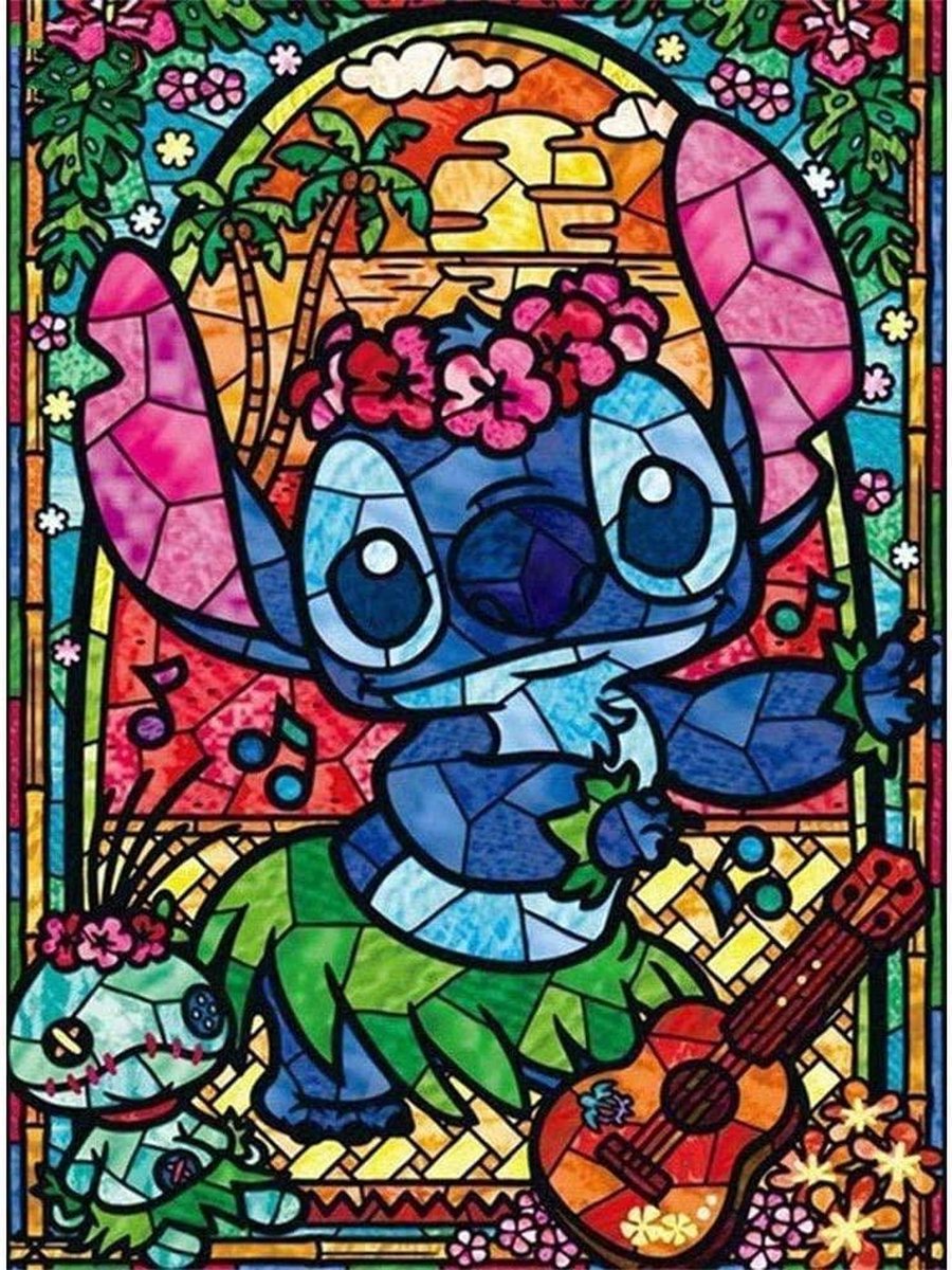 Diamond Painting Volwassenen - Diamond painting pakket Hobbycave - 40x30cm - Vierkant - Dotz - Lilo & Stitch