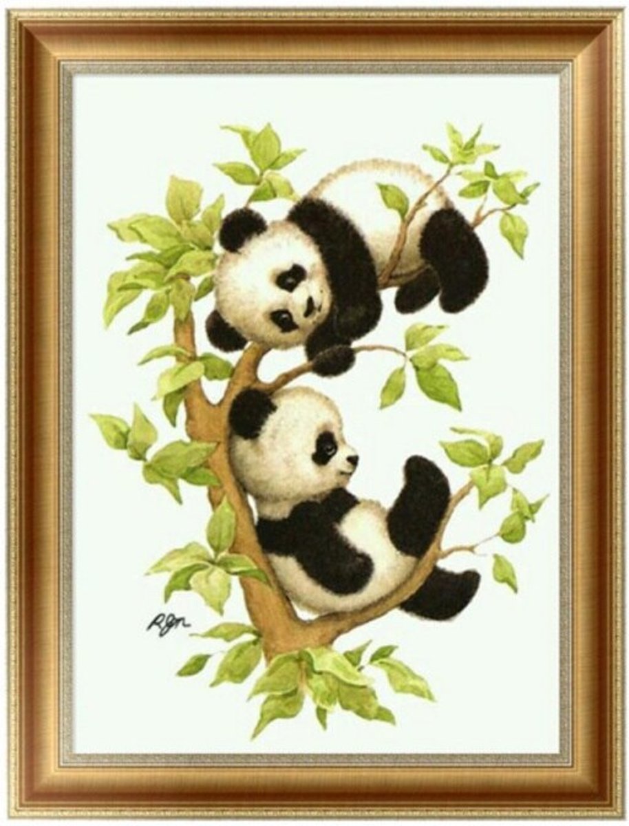 Diamond Paintings Pakket - Panda In Boom - 40x30cm - Rond - Diamond Painting - Diamond Painting Pakketten - Diamond Paint - Diamond Schilderen - Diamond Painting Nederland - Diamond Painting Volwassenen - Dieren