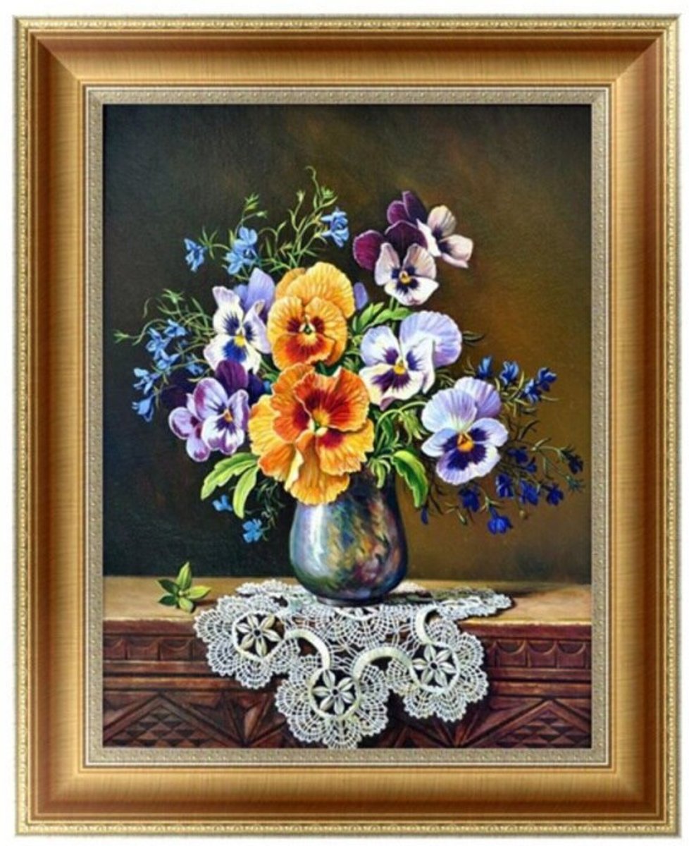 Diamond Paintings Pakket - Vaas Met Bloemen - 40x30cm - Rond - Diamond Painting - Diamond Painting Pakketten - Diamond Paint - Diamond Schilderen - Diamond Painting Nederland - Diamond Painting Volwassenen