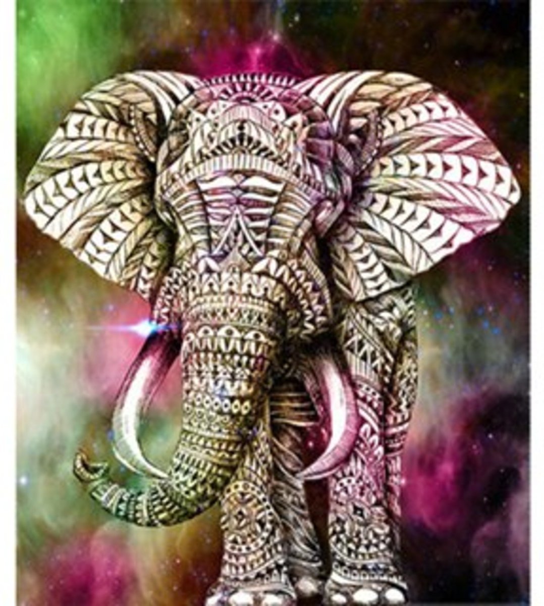 HobbyCave Diamond Painting - 40x30cm - Vierkante Steentjes - High Quality - Diamond Painting Accesoires - Pakket Volwassenen - Diamond Painting Pakket - Gekleurde Olifant 1