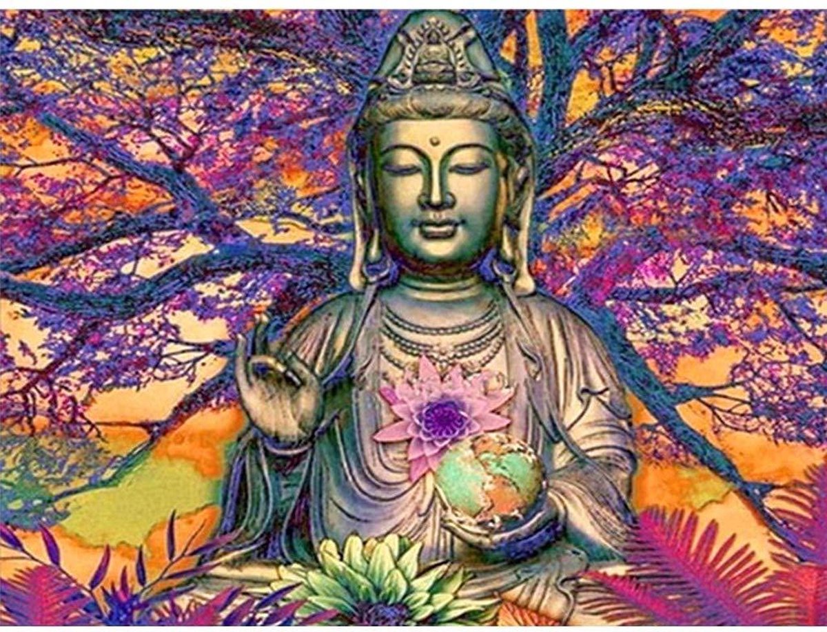 Hobbycave Diamond Painting en Accessoires - 35x45cm - Vierkante Steentjes - Hobby - Buddha 3