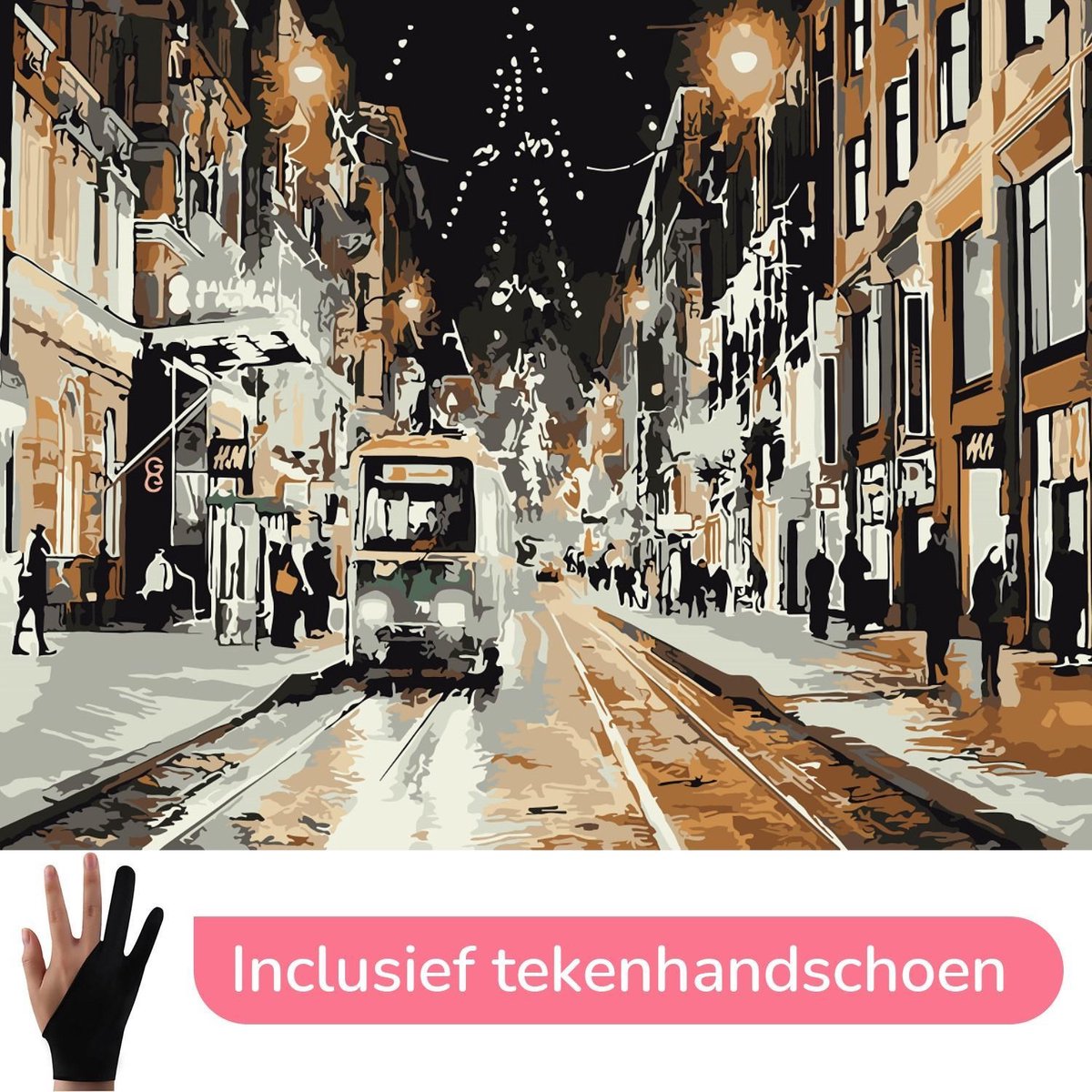 Schilderen Op Nummer Volwassenen Kerst In Londen - 50x40 cm - Inclusief Tekenhandschoen - Paint By Number Volwassenen - Cadeau - Kerst - Sinterklaas - Kado