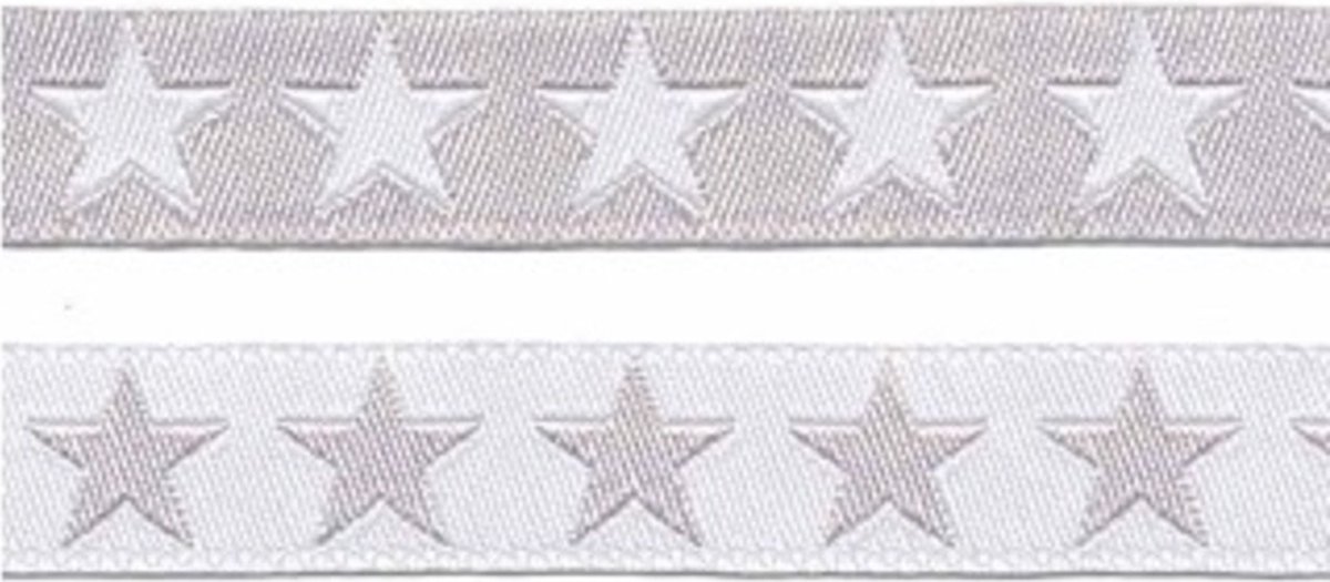   - Sierband - Lint - Sterren grijs - 2-zijdig - 12mm - 5 Meter per rol