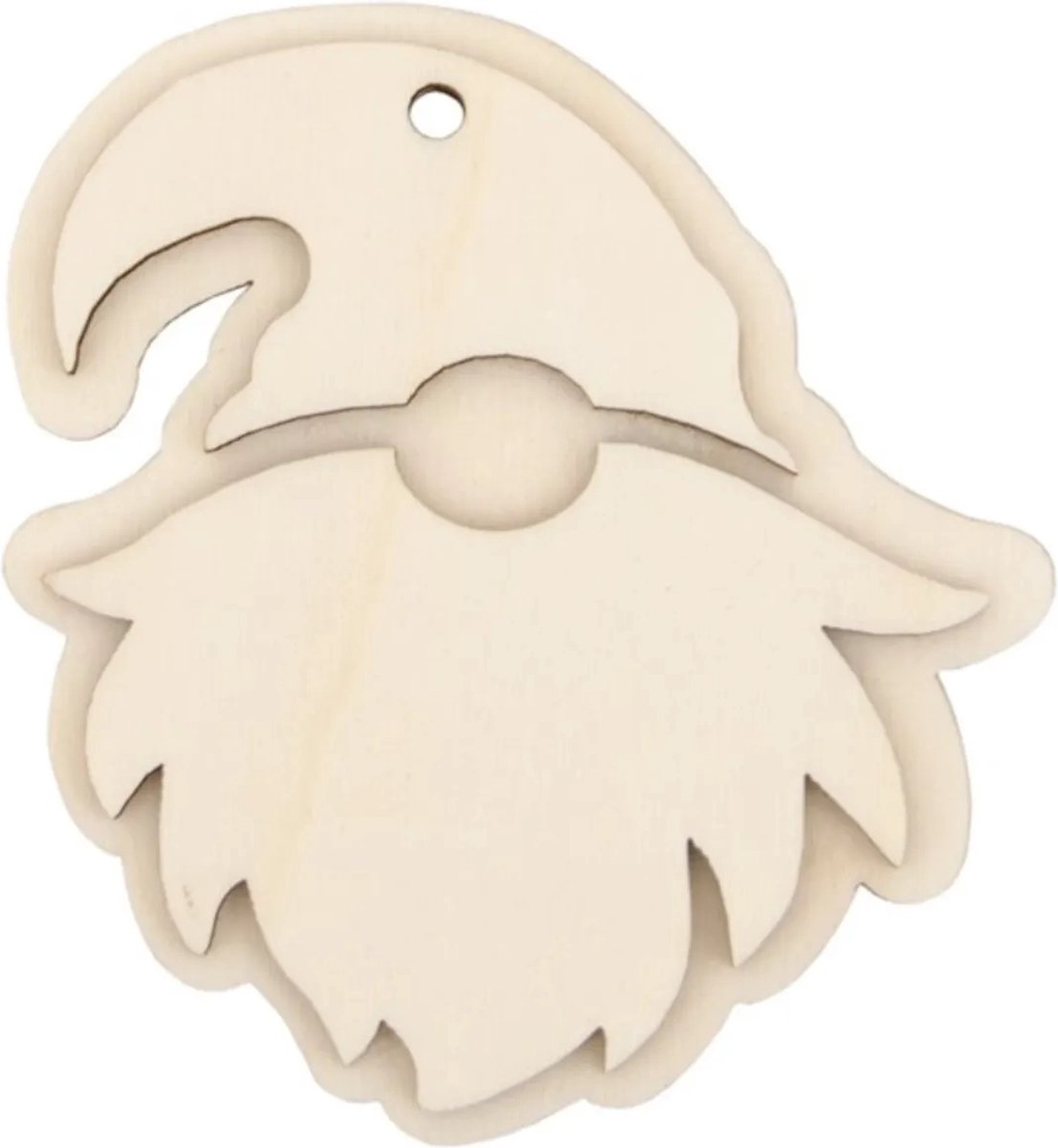 Houten Kerstornament 8x8,6 cm Kerstman 4 stuks