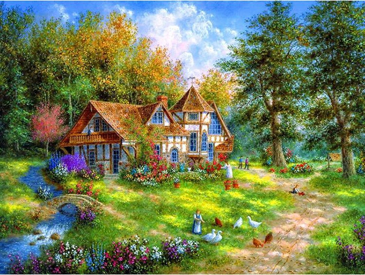 Diamond Painting Volwassenen Huis Dieren 40x50 Pakket – Extra Diamond Painting Accesoires – Acryl Vierkante 5D Steentjes – Landschap Natuur – Puzzel Hobby Pakket Hobbypainting.nl®