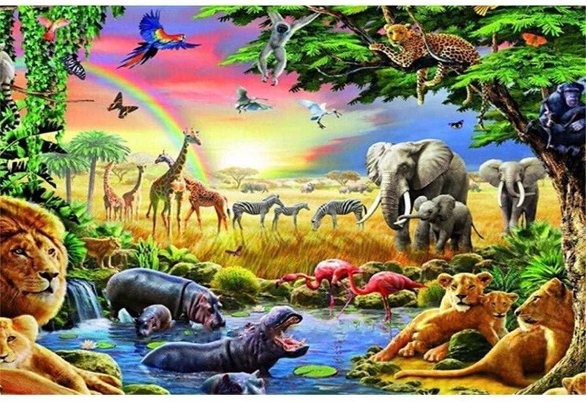 Diamond Painting Volwassenen Jungle Dieren 30x40 Pakket – Extra Diamond Painting Accesoires – Acryl Vierkante 5D Steentjes – Landschap Natuur – Puzzel Hobby Pakket Hobbypainting.nl®