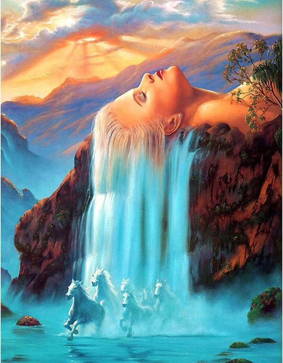 Diamond Painting Volwassenen Kinderen 40x50 Vrouw Waterval - Volledig Accesoires Pakket - Hobbypainting.nl®