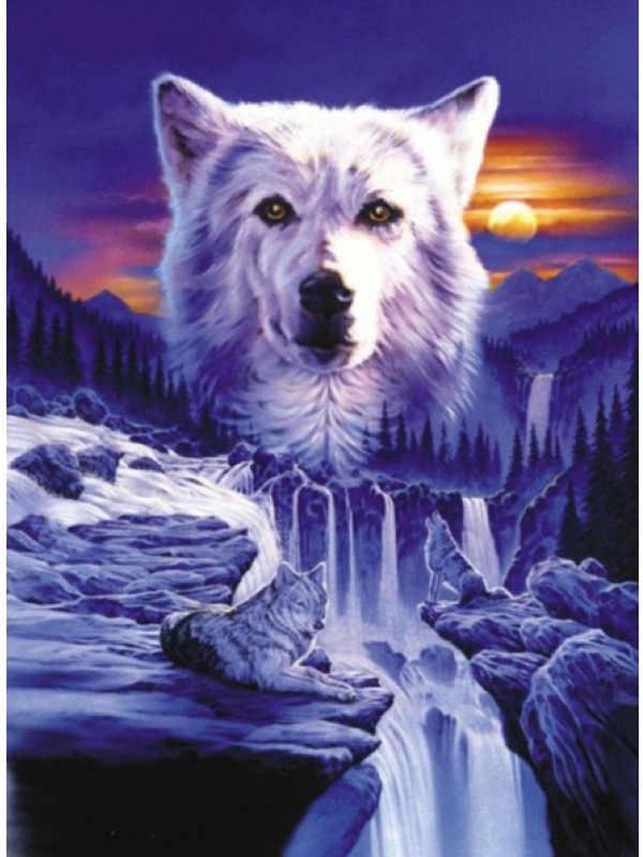 Diamond Painting Volwassenen Wolf Waterval Dieren 30 x 40 Premium Pakket - 5D Puzzel Acryl Vierkant - Dieren Landschap Natuur – DiamondPainting Hobby - Wand Decoratie Schilderij – Hobbypainting.nl™