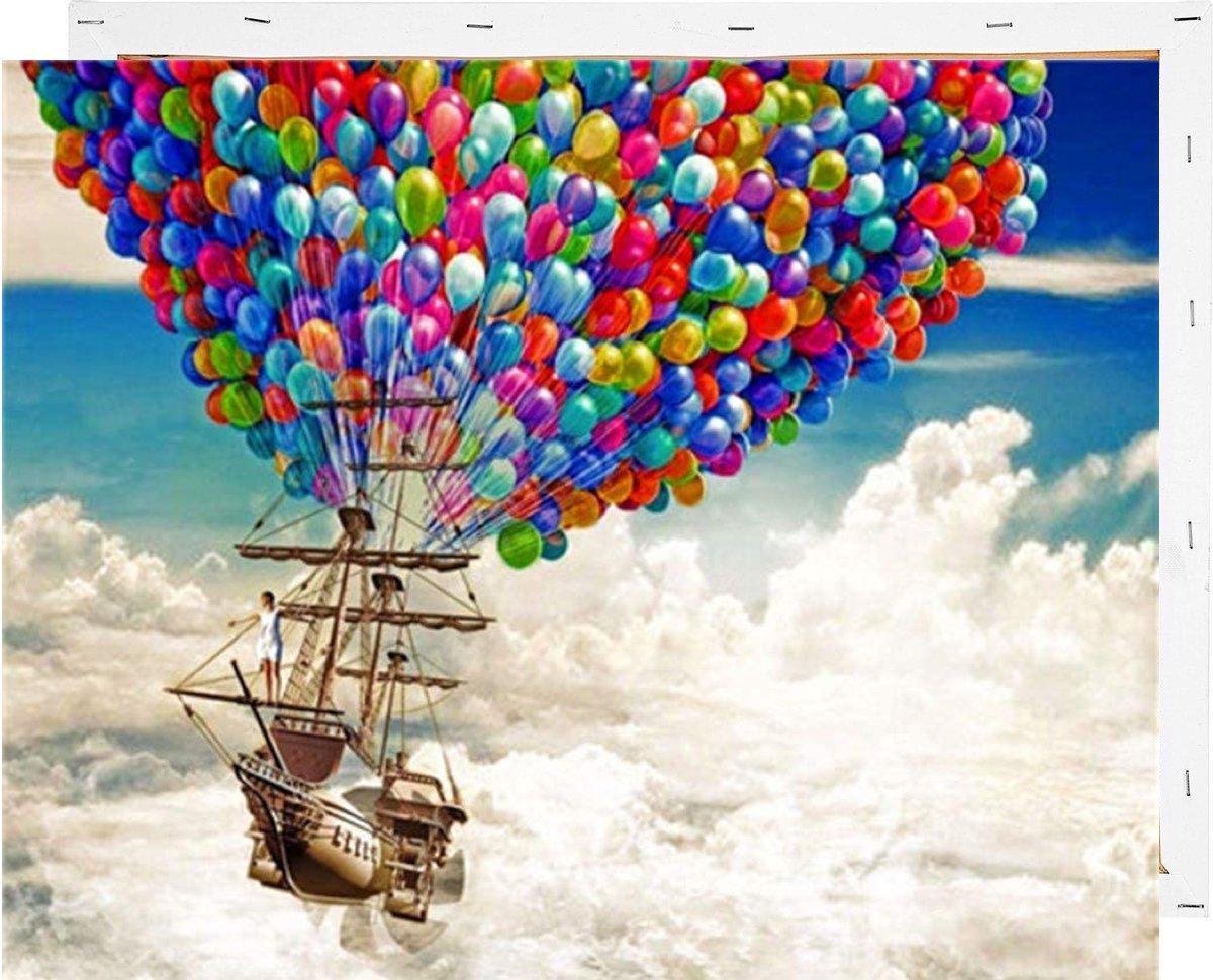 Schilderen op Nummer Ballon Schip 40x50 met Frame Volwassenen Kinderen - Kleuren op Nummer - Paint by Number - Hobbypainting.nl®