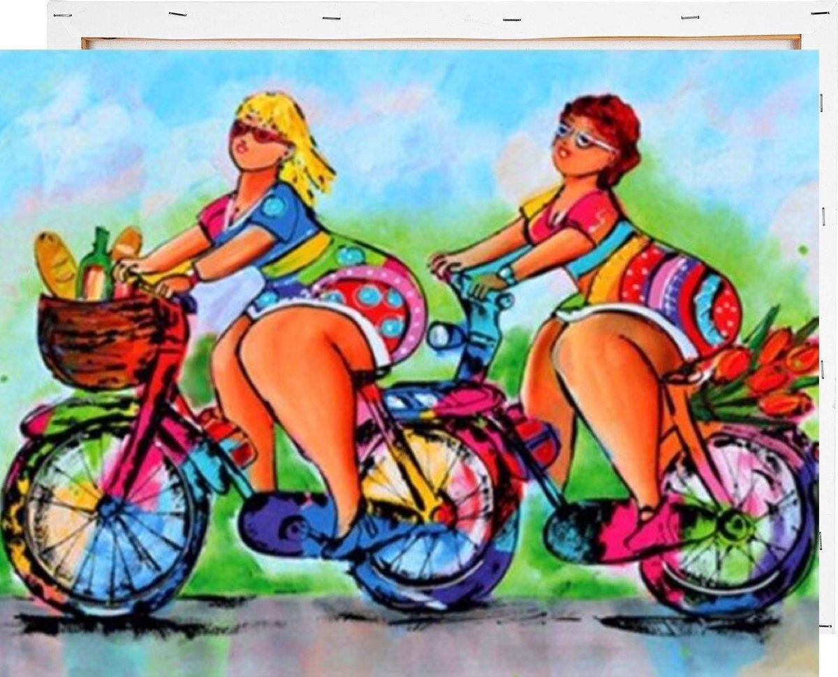 Schilderen op Nummer Dikke Dames Fiets 40x50 met Frame Volwassenen Kinderen - Kleuren op Nummer - Paint by Number - Hobbypainting.nl®