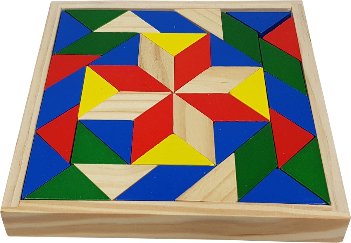 Houten puzzel Mozaïk 15x15 cm, dik 2 cm