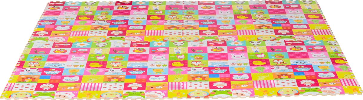 HOMCOM Puzzelmat kindertapijt opvouwbaar EVA kinderdieren patroon 61,5 x 61,5 cm