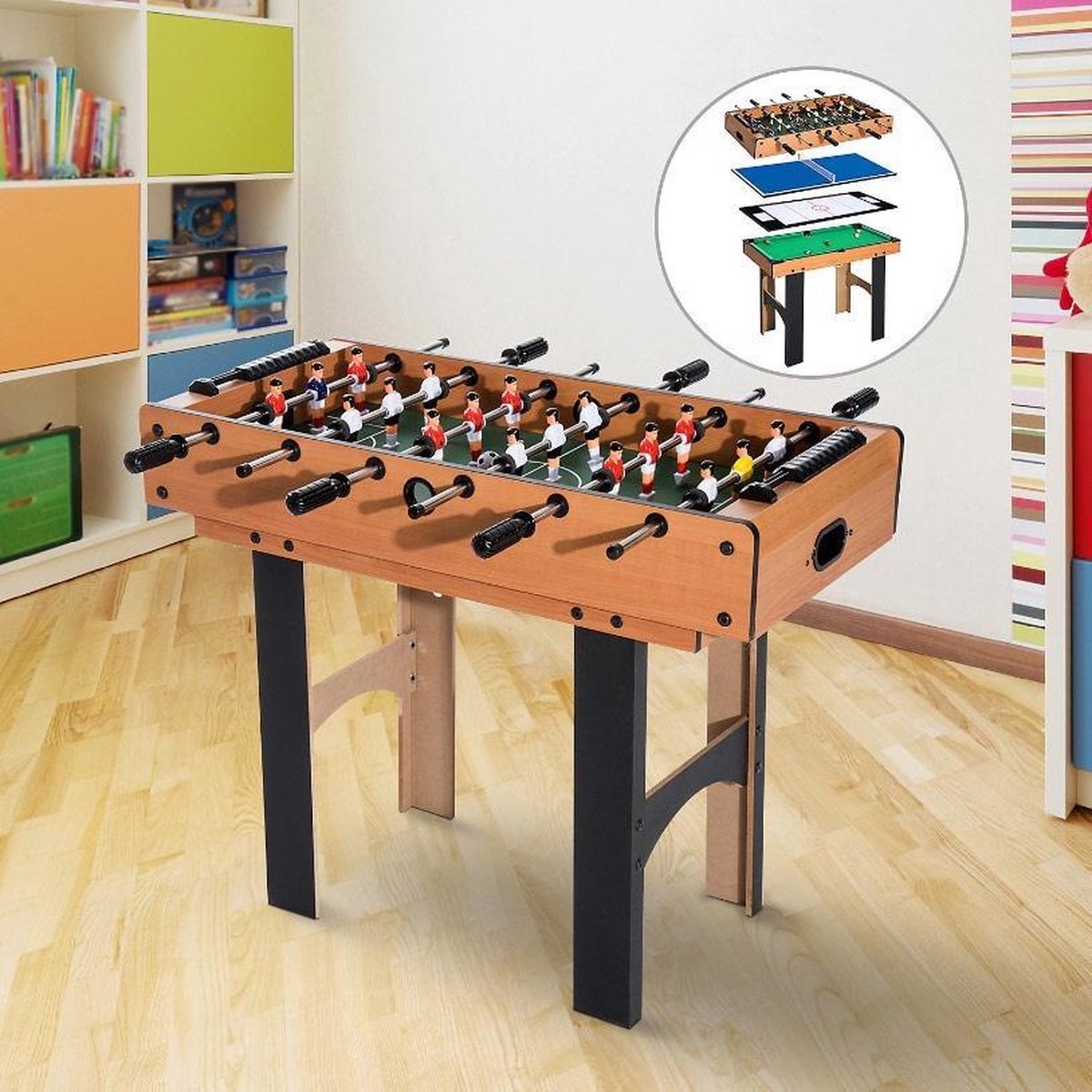 HOMCOM Speeltafel 4-in-1 tafelvoetbal tafelhockey biljarttafel tafeltennis