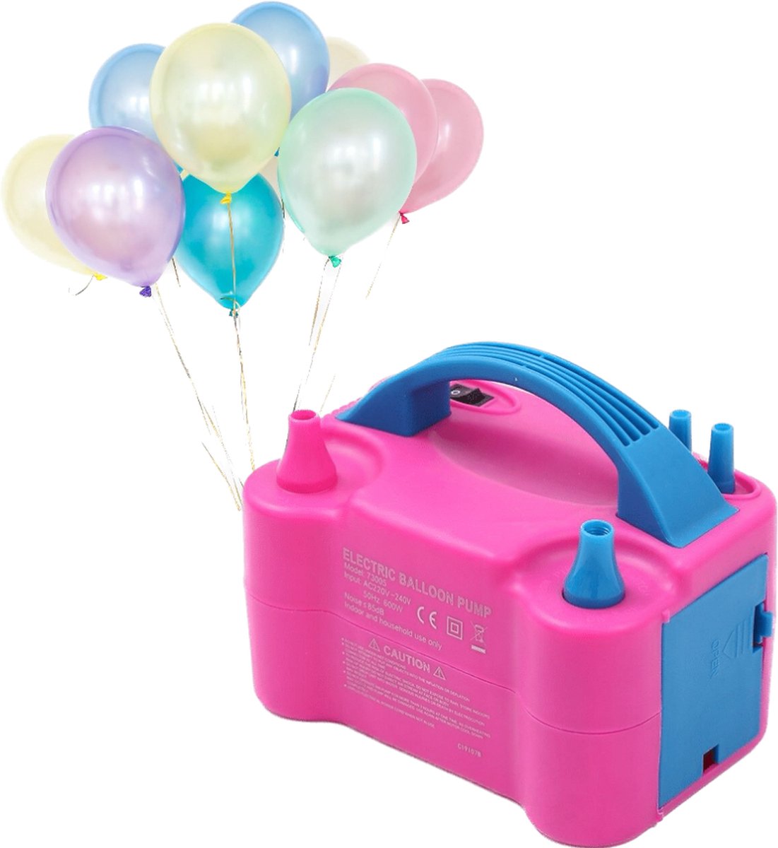 Home&House Elektrische ballonnenpomp - Dubbele vulfunctie - Roze - 600W - Verjaardag - Feest - Decoratie - Versiering - Ballonnenboog - Opblaas machine - Snel opblazen - Ballonpomp - Accessoires