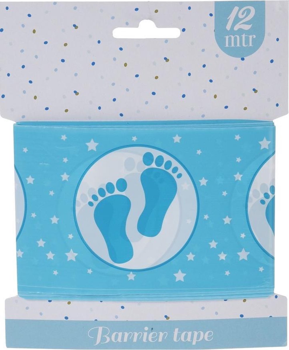 Home & Styling Afzetlint Baby Voetjes 12 Meter Blauw/wit