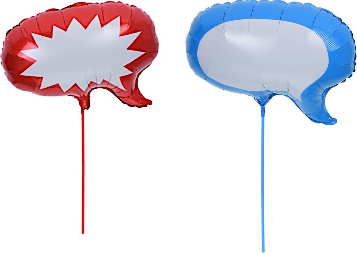 Home & Styling Folieballonnen Spreekwolken Rood/blauw 2 Stuks