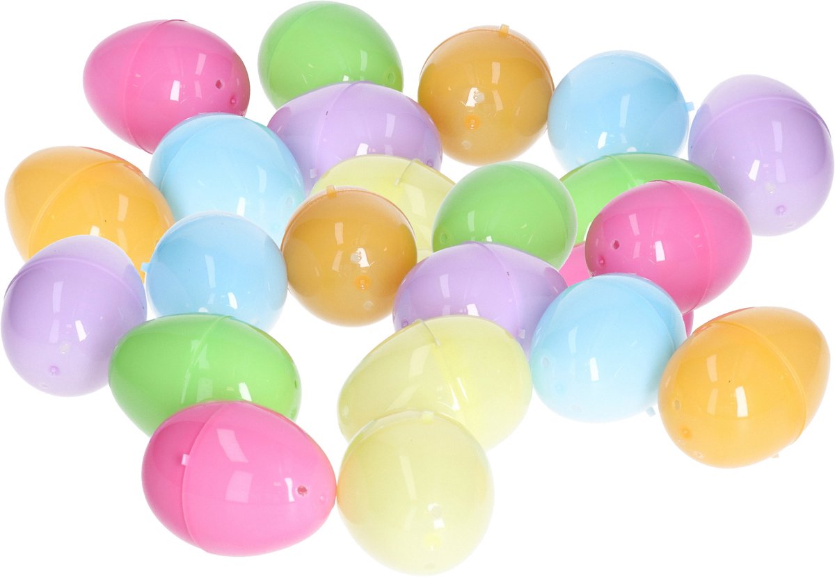 Home & Styling Hobby plastic paaseieren 5.5 cm - 24x stuks - kleurenmix - Paasdecoratie - paaseieren