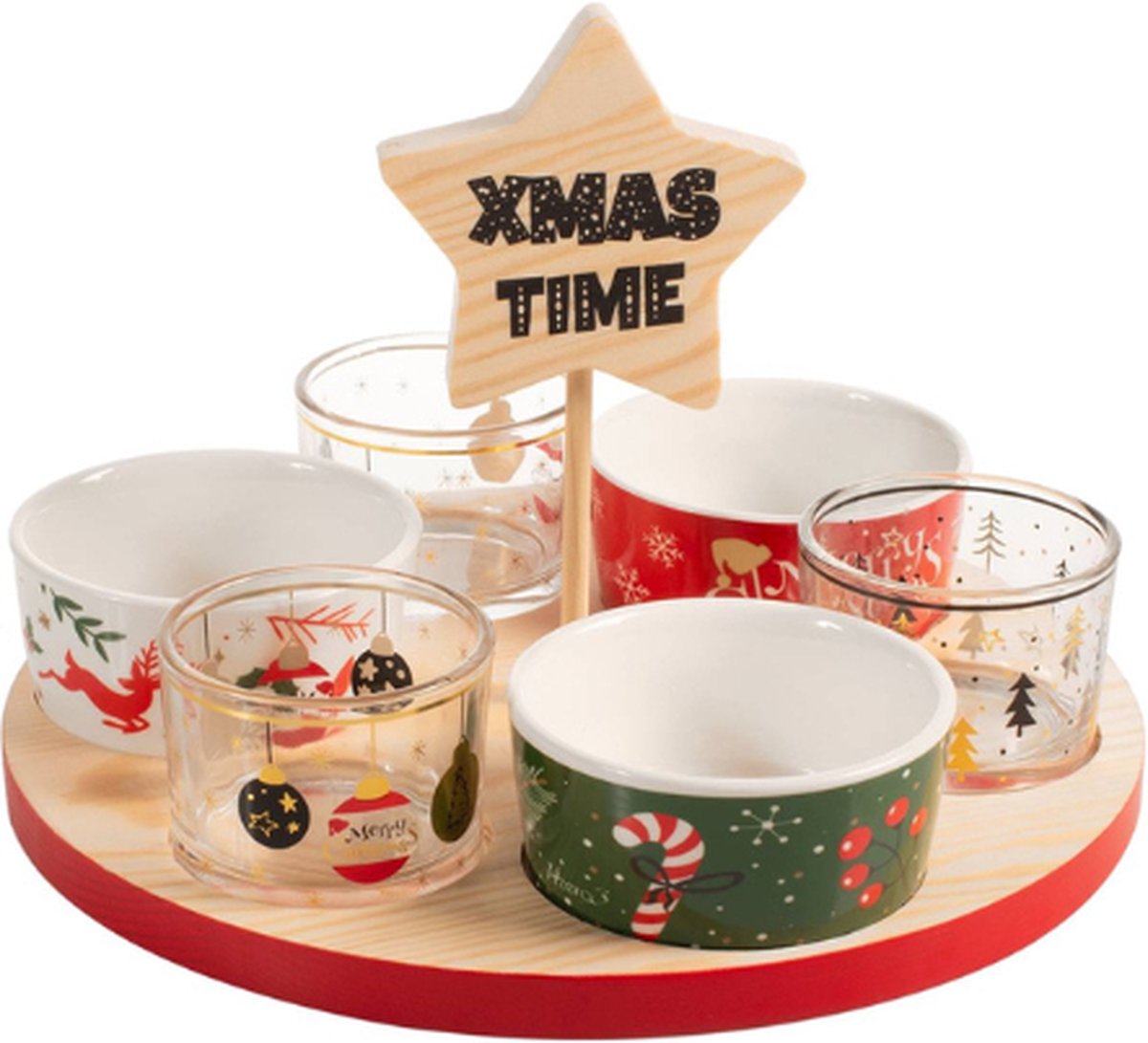 Home & Styling Kerst Serveerset - Set van 7 stuks - Multi