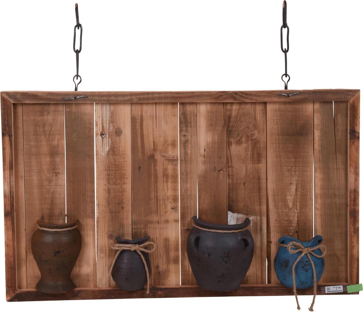 Home & Styling Muurdecoratie Met 4 Potten 100 Cm Hout Bruin