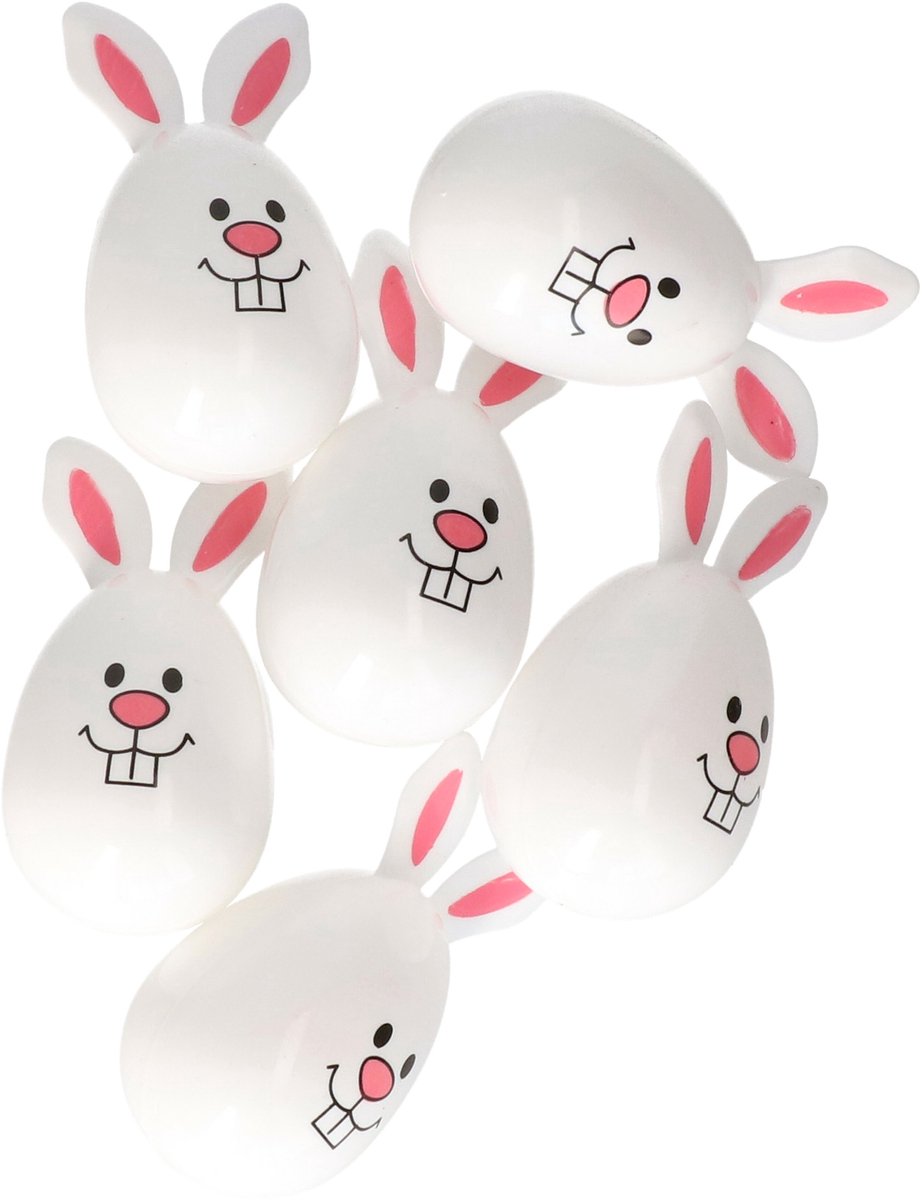 Home & Styling Vulbare hobby kunststof paaseieren - 8 cm - 6x stuks - witte kip - Paasdecoraties- paaseitjes versiering