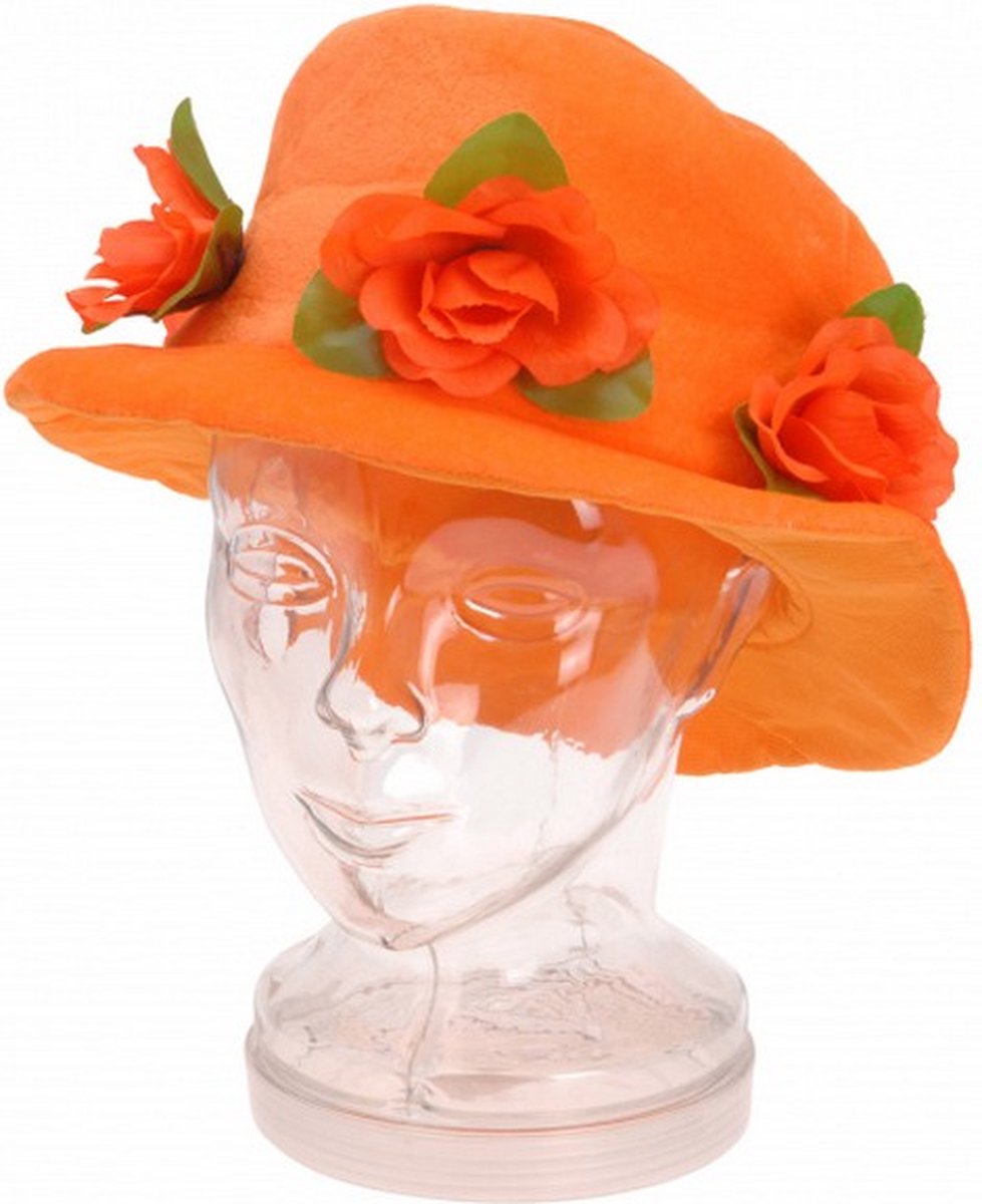 hoed Roses unisex 14 x 28 cm polyester oranje