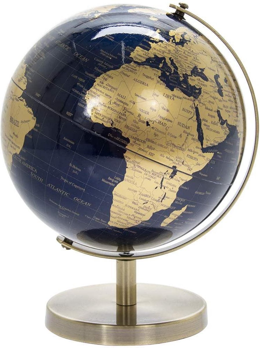 wereldbol in vintage-stijl, draaibaar, met metalen standaard. Globe