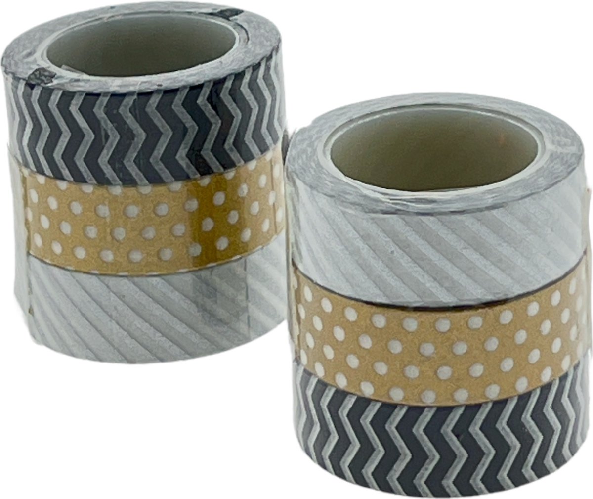 Washi Tape - Set met 6 rollen Masking Tape - 15mm x 2,5 mtr