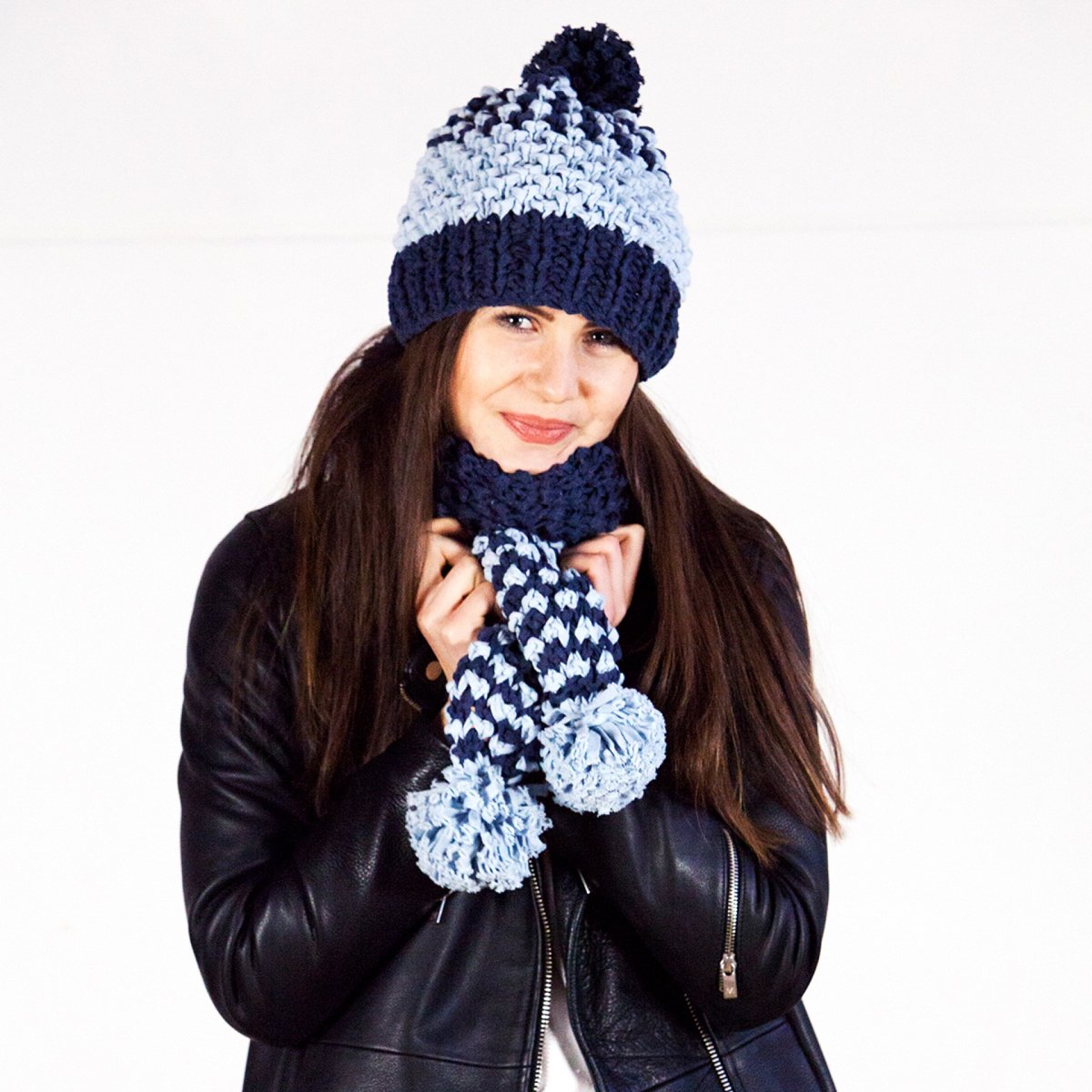 Breipakket Pom-Pom Beanie & Scarf Bolzano Riverside Jeans