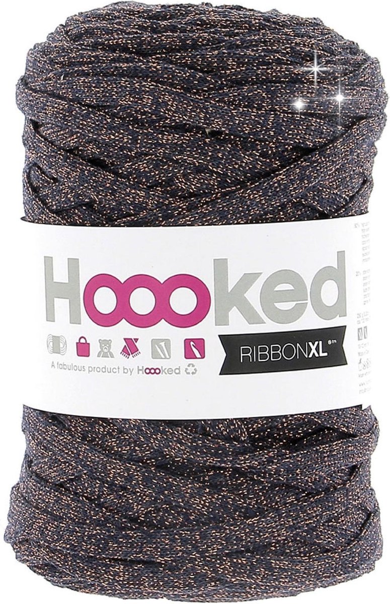 Hoooked RibbonXL garen Lurex Stardust Bronze met glitter