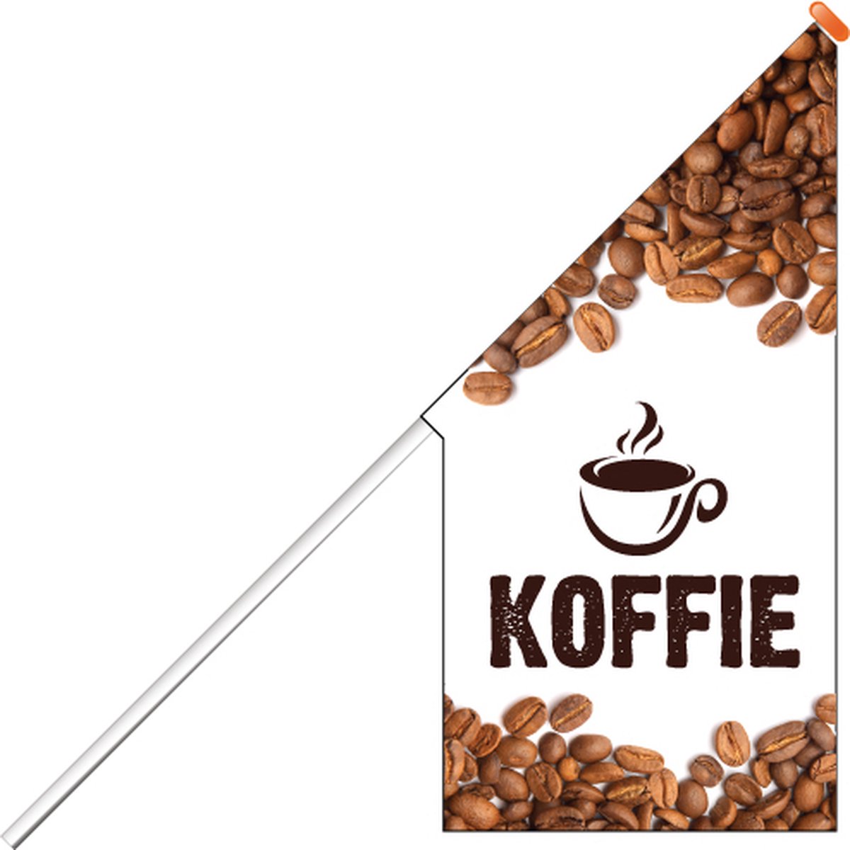 Kioskvlag - Koffie - Kioskvlag inclusief aluminium mast en oranje dop - Horecavlaggen.nl