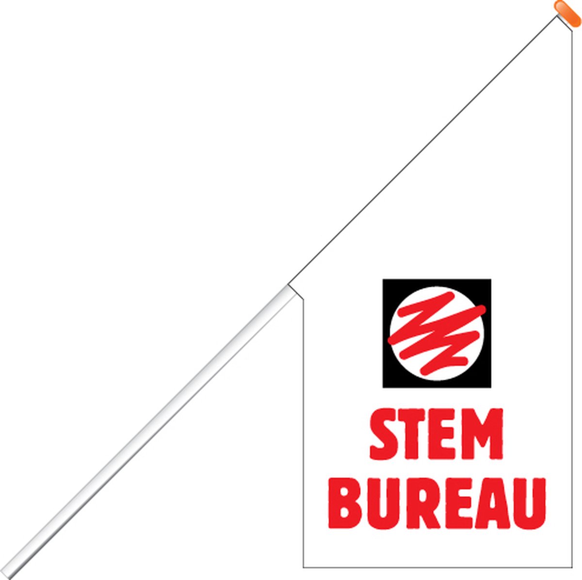 Kioskvlag - Stembureau - Kioskvlag inclusief aluminium mast en oranje dop - Horecavlaggen.nl