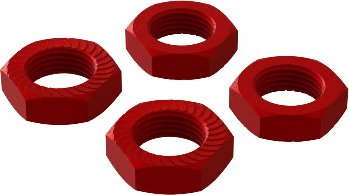 Aluminum Wheel Nut 17mm Red (4)