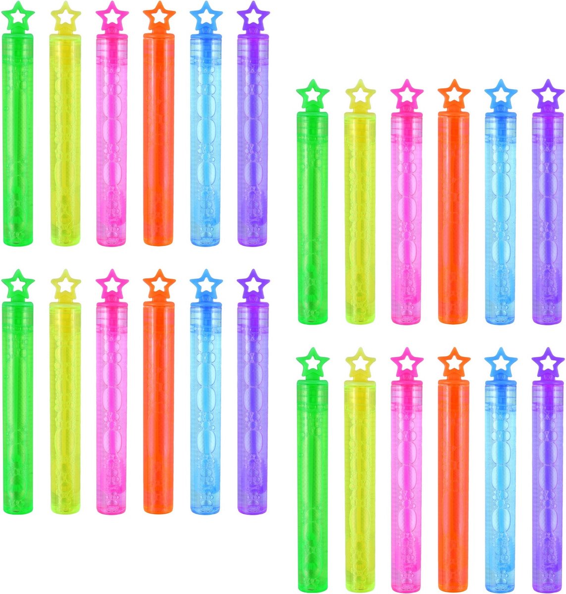 24x   buisjes neon kleuren met ster dop 4 ml voor kinderen - Uitdeelspeelgoed - Grabbelton speelgoed