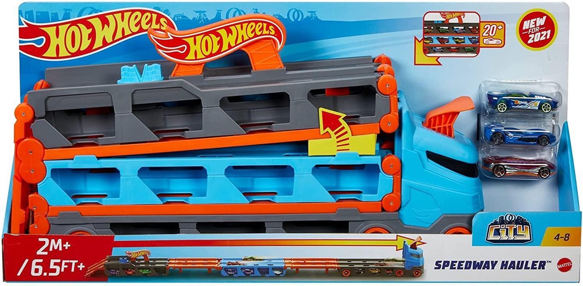 Hot Wheels - 2-in-1 racebaantransporter - Speelgoedtransporter voor (race)wagens