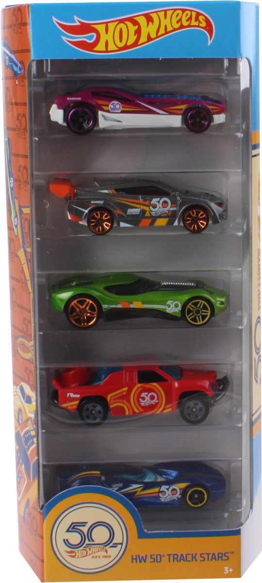 Hot Wheels Cadeauset 50th Track Stars 7,5 Cm 5-delig