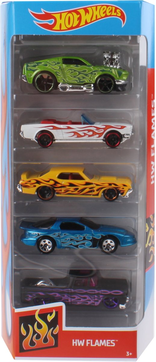 Hot Wheels Cadeauset Flames 7,5 Cm 5-delig