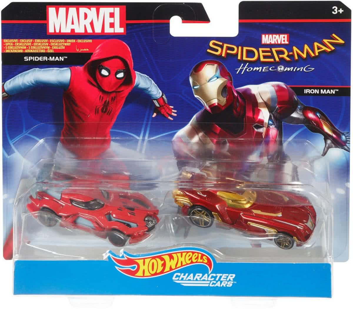 Hot Wheels Character Cars Spiderman Rood 7 Cm 2-pack