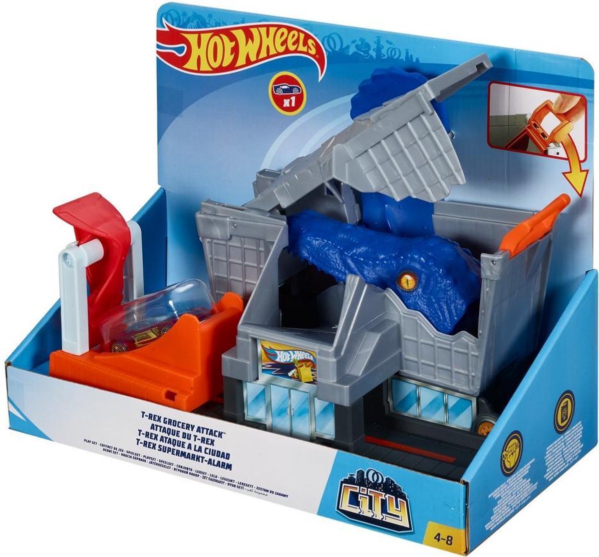 Hot Wheels City T-Rex Boodschappen Aanval Speelset