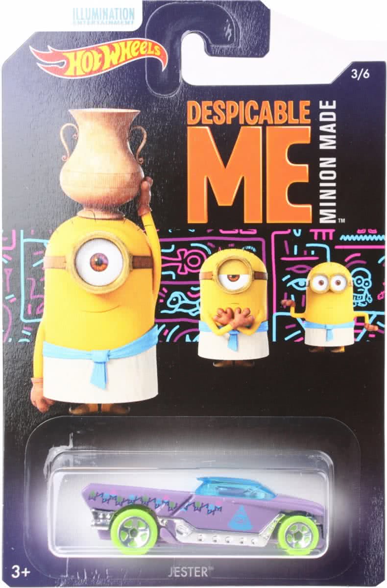 Hot Wheels Despicable Me Minions auto Jester paars 6 cm